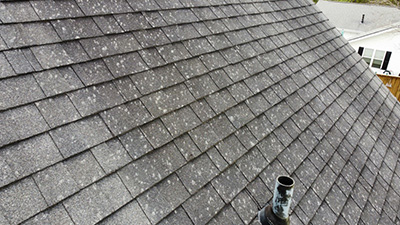 An example of a roof damaged from hail and storm damage